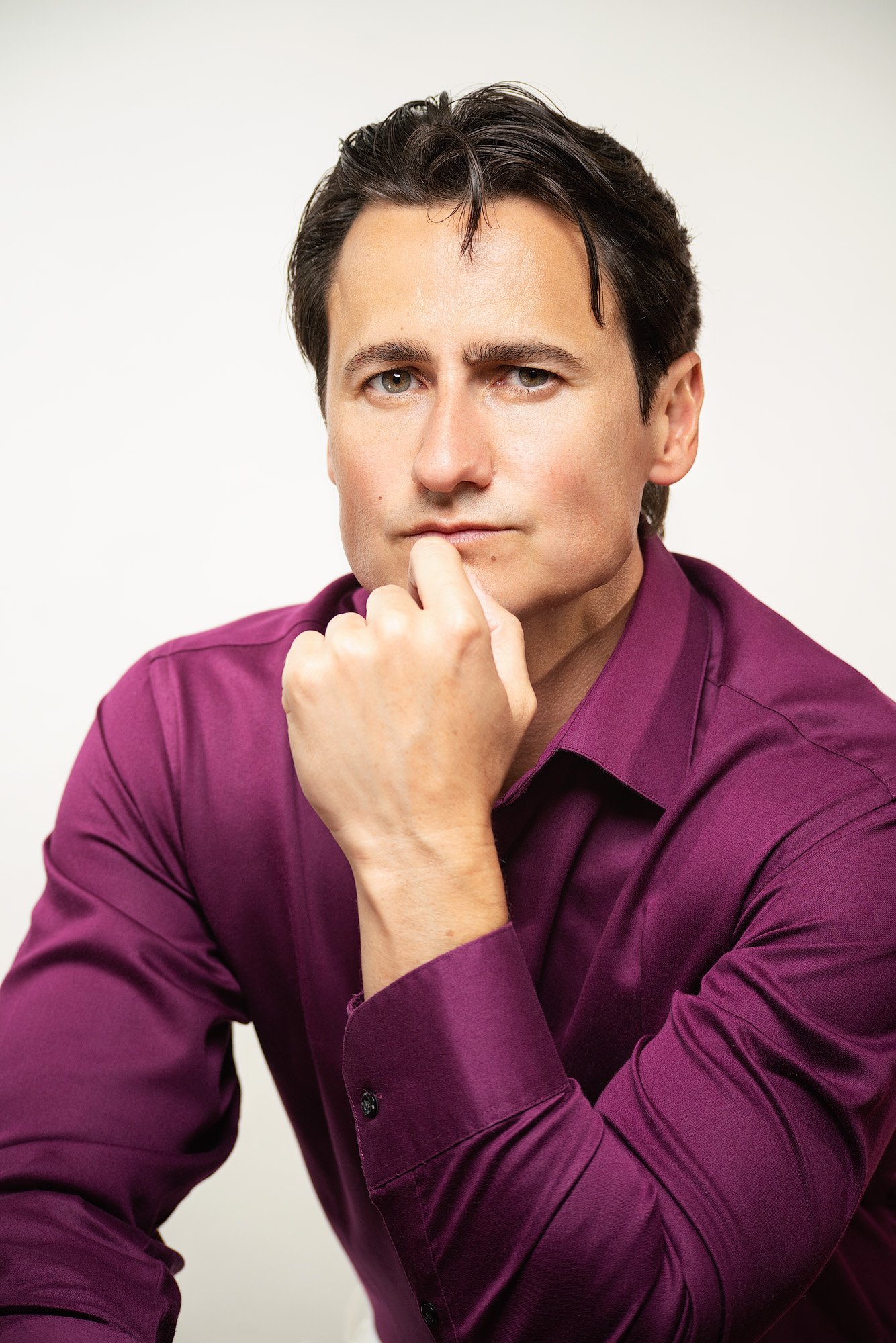 Professional headshot of male actor for dramatic role, made by Paolo Portraits in Charleston SC